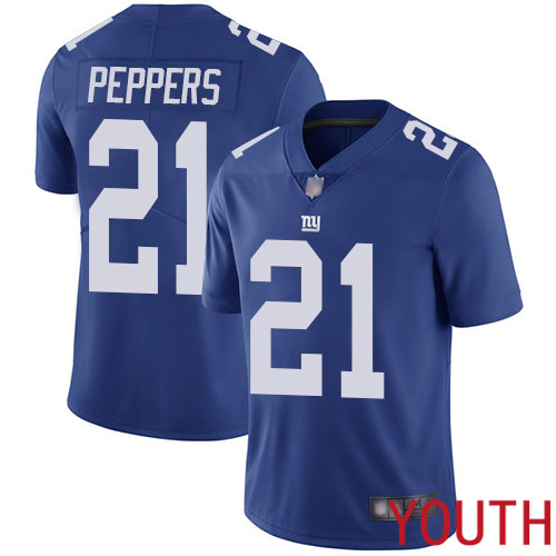 Youth New York Giants #21 Jabrill Peppers Royal Blue Team Color Vapor Untouchable Limited Player Football NFL Jersey